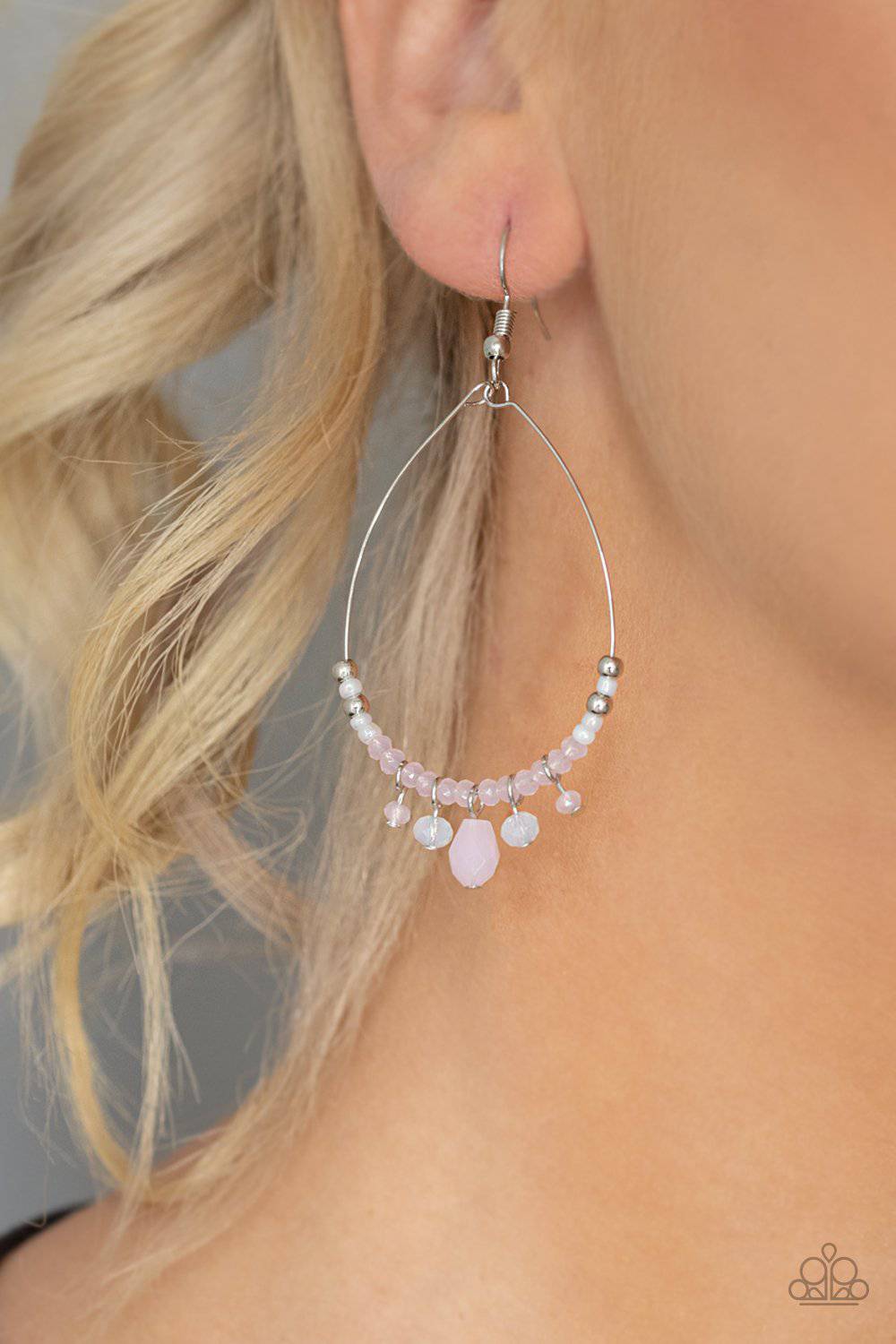 Exquisitely Ethereal - Pink Silver Pearl Bead Earrings - Paparazzi Accessories - GlaMarous Titi Jewels