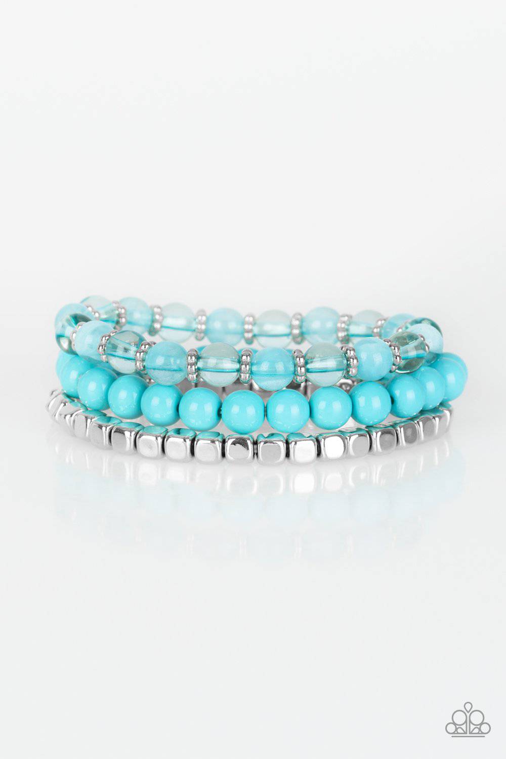 Globetrotter Glam - Blue Stretchy Bracelet- Paparazzi Accessories - GlaMarous Titi Jewels