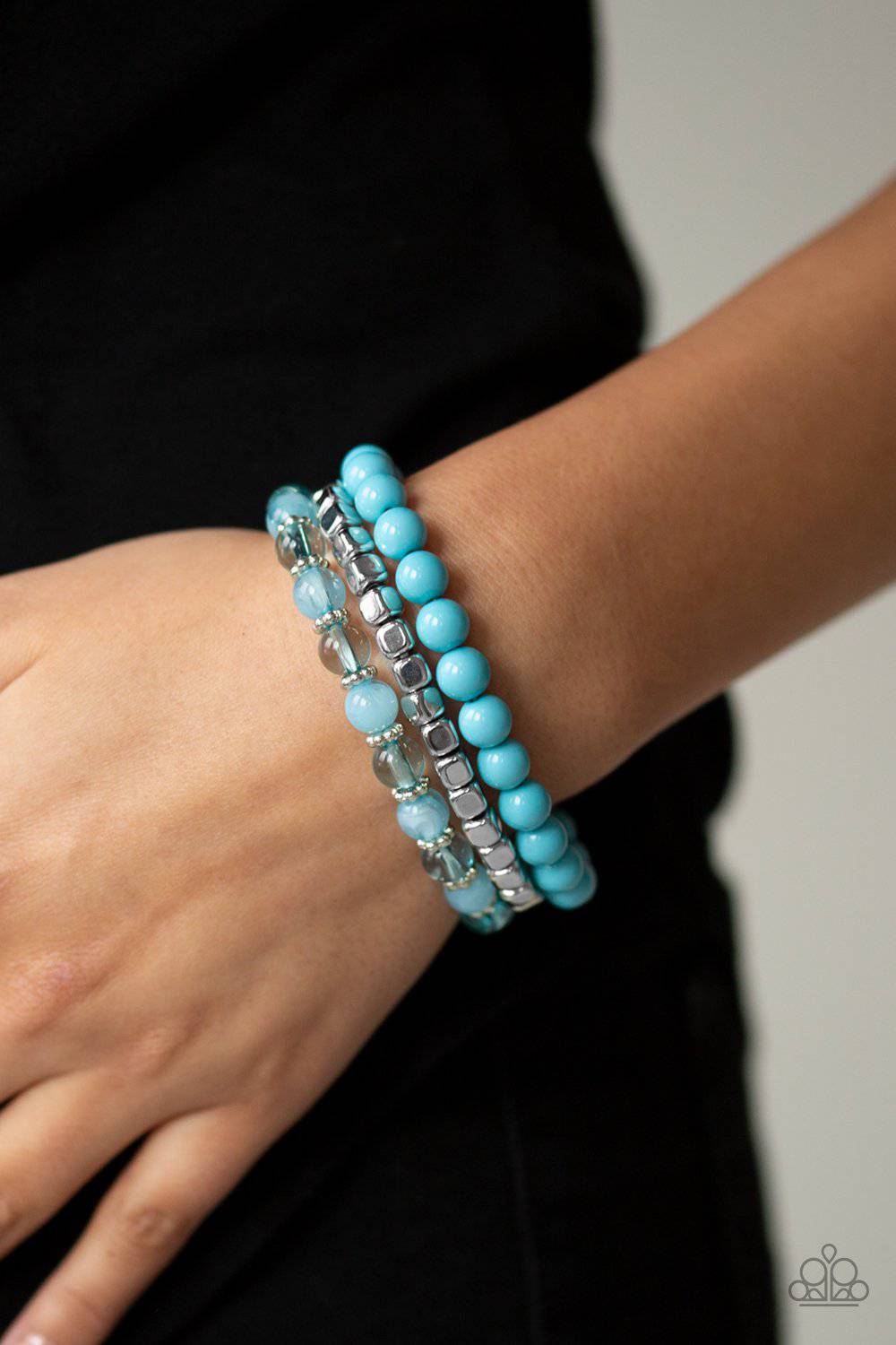 Globetrotter Glam - Blue Stretchy Bracelet- Paparazzi Accessories - GlaMarous Titi Jewels