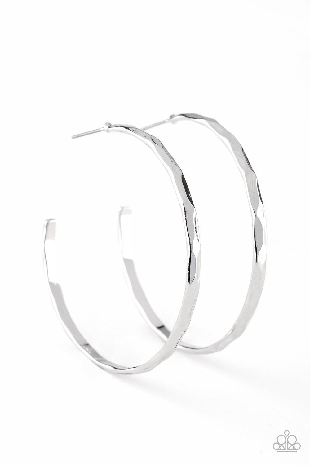 Geo Edge - Silver Hoop Earrings- Paparazzi Accessories - GlaMarous Titi Jewels