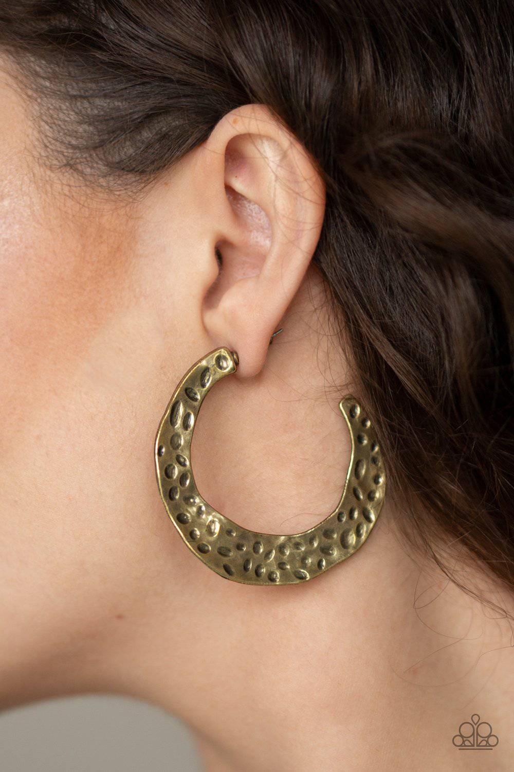 The HOOP Up - Brass Hoop Earrings- Paparazzi Accessories - GlaMarous Titi Jewels