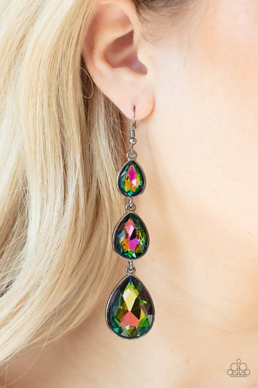 Metro Momentum - Oil Spill Rhinestone Earrings - Paparazzi Accessories - GlaMarous Titi Jewels