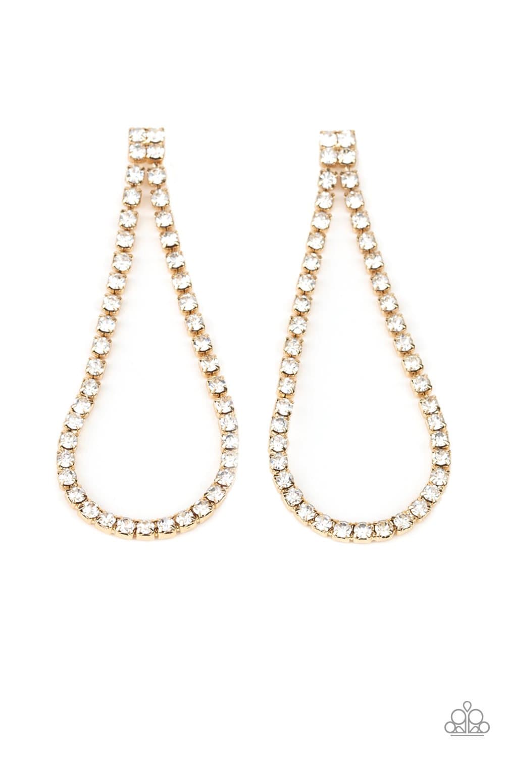 Diamond Drops - Gold Rhinestone Earrings- Paparazzi Accessories - GlaMarous Titi Jewels