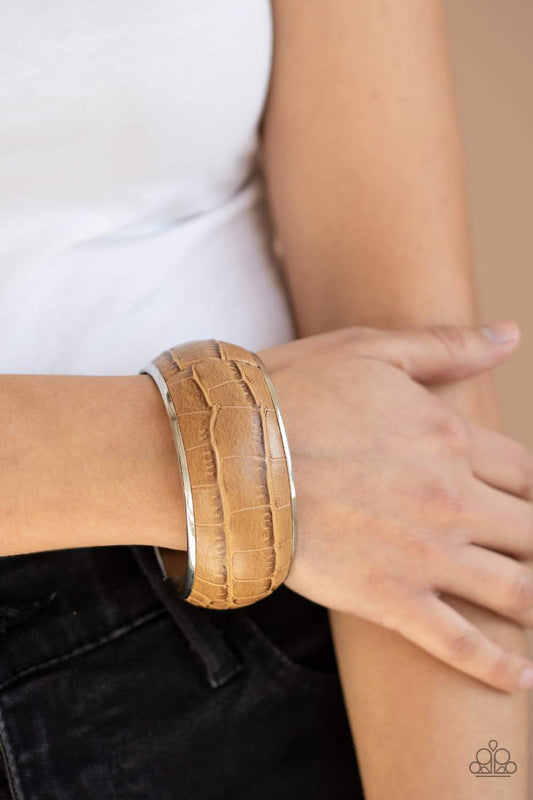 Urban Jungle - Brown Crocodile Print Bracelet - Paparazzi Accessories - GlaMarous Titi Jewels