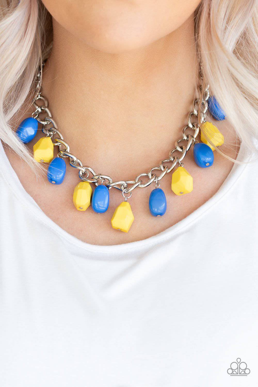 Take The COLOR Wheel! - Yellow & Blue Bead Necklace - Paparazzi Accessories - GlaMarous Titi Jewels