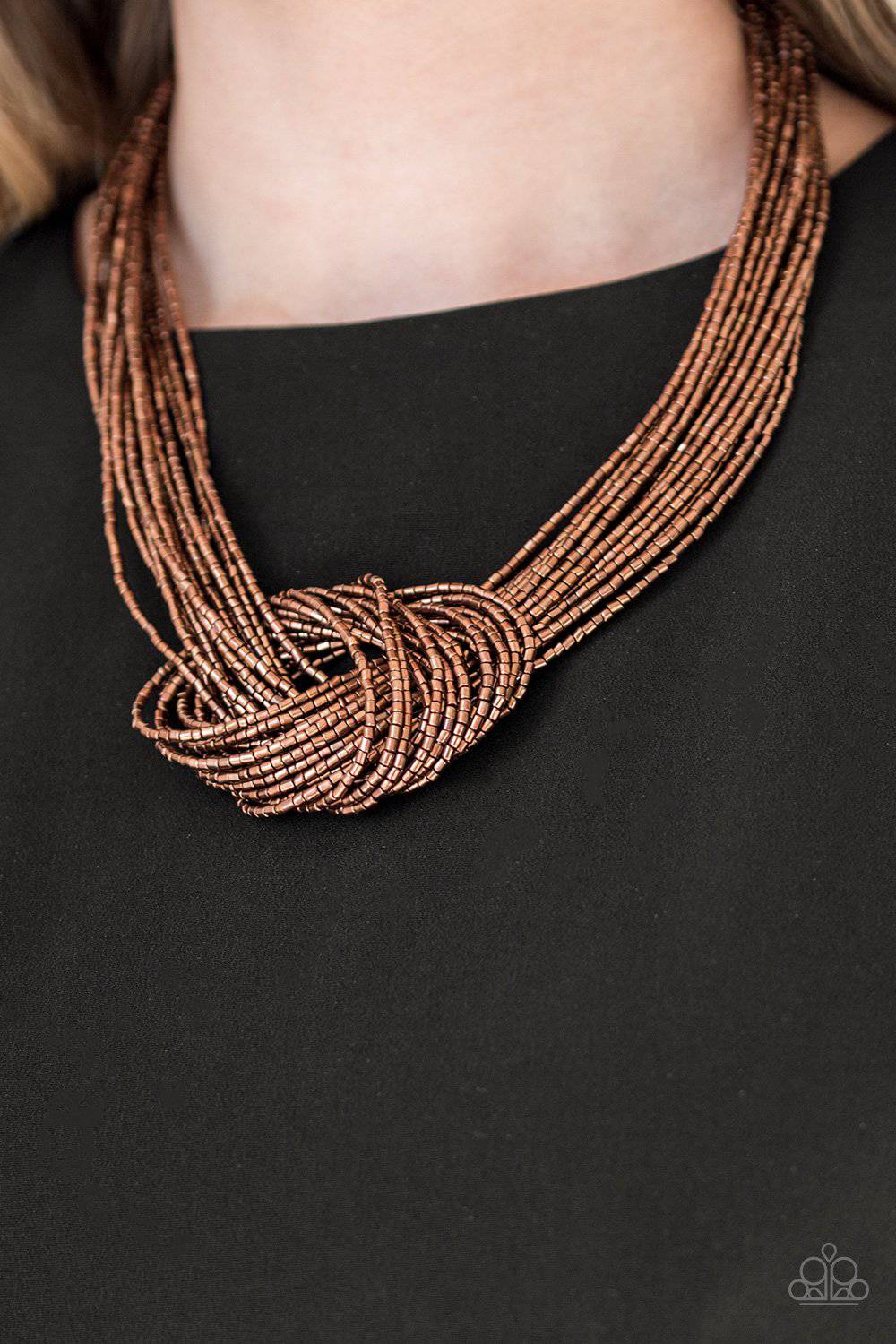 Knotted Knockout - Copper Seed Bead Necklace - Paparazzi Accessories - GlaMarous Titi Jewels