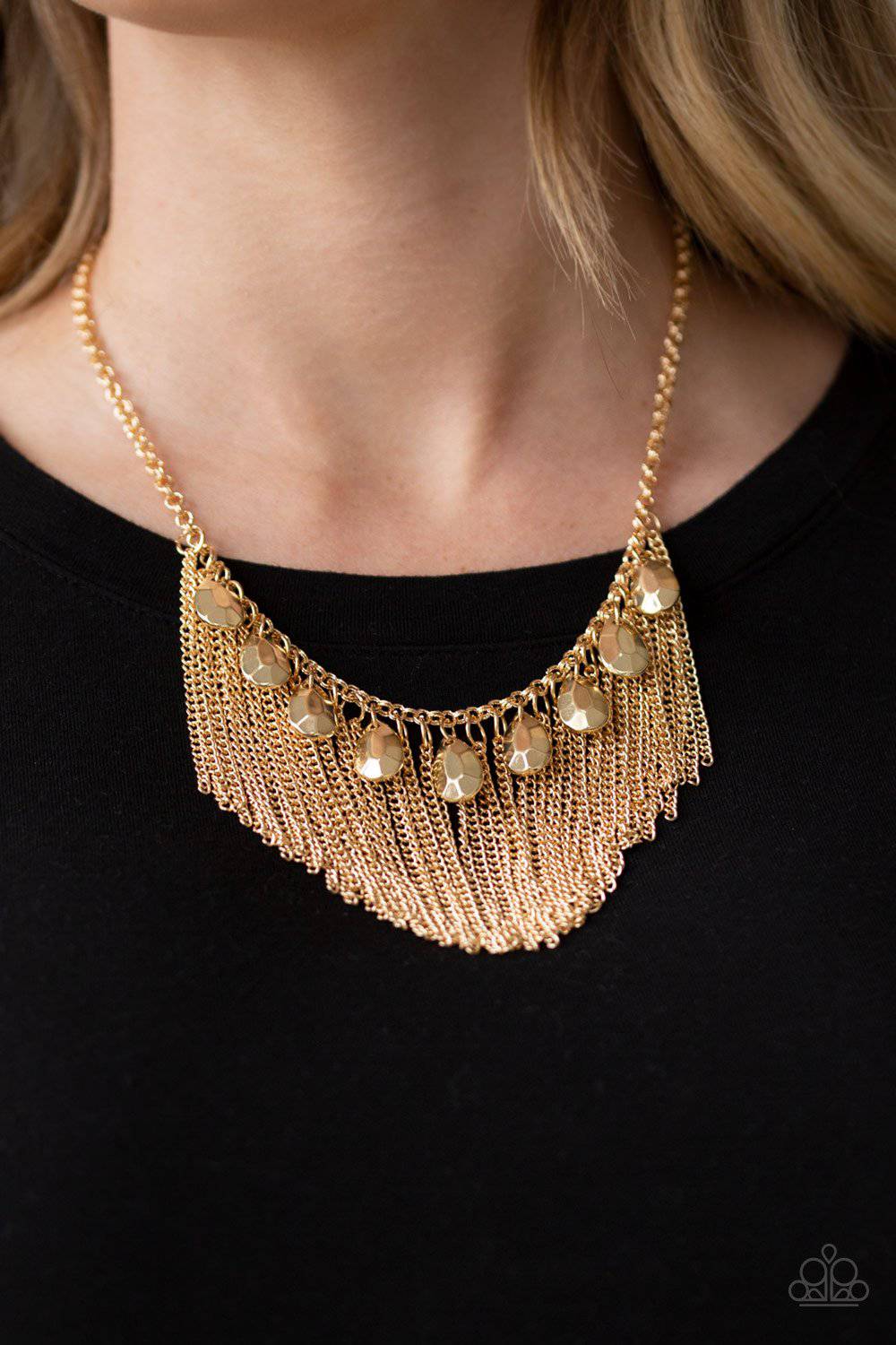 Bragging Rights - Gold Fringe Necklace - Paparazzi Accessories - GlaMarous Titi Jewels