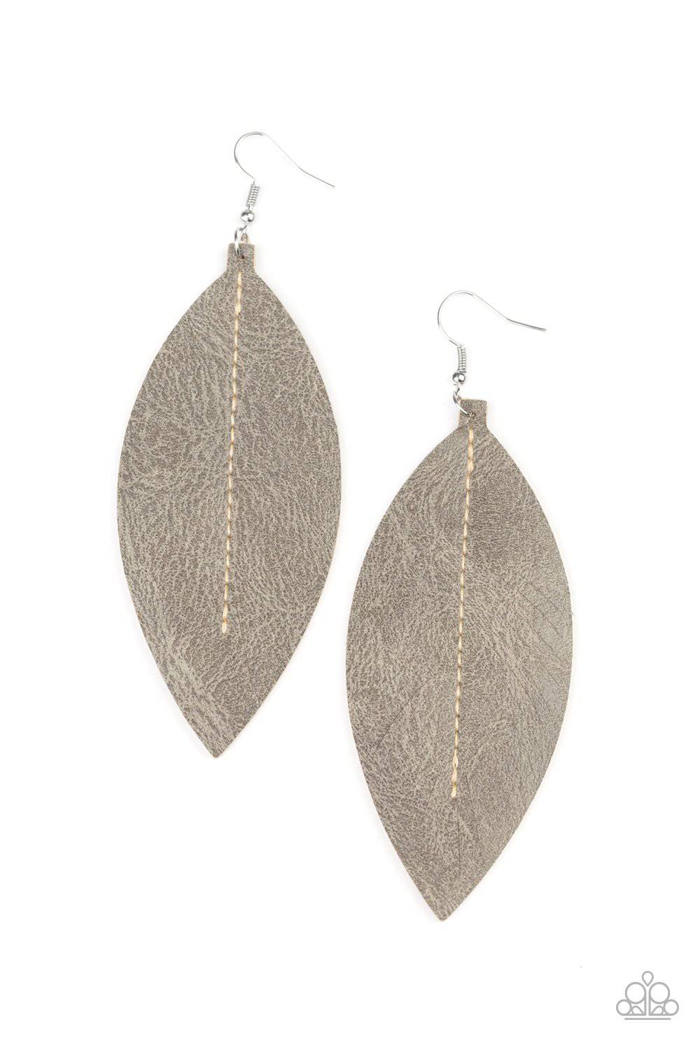 Naturally Beautiful - Silver Leaf-Like Earrings - Paparazzi Accessories - GlaMarous Titi Jewels