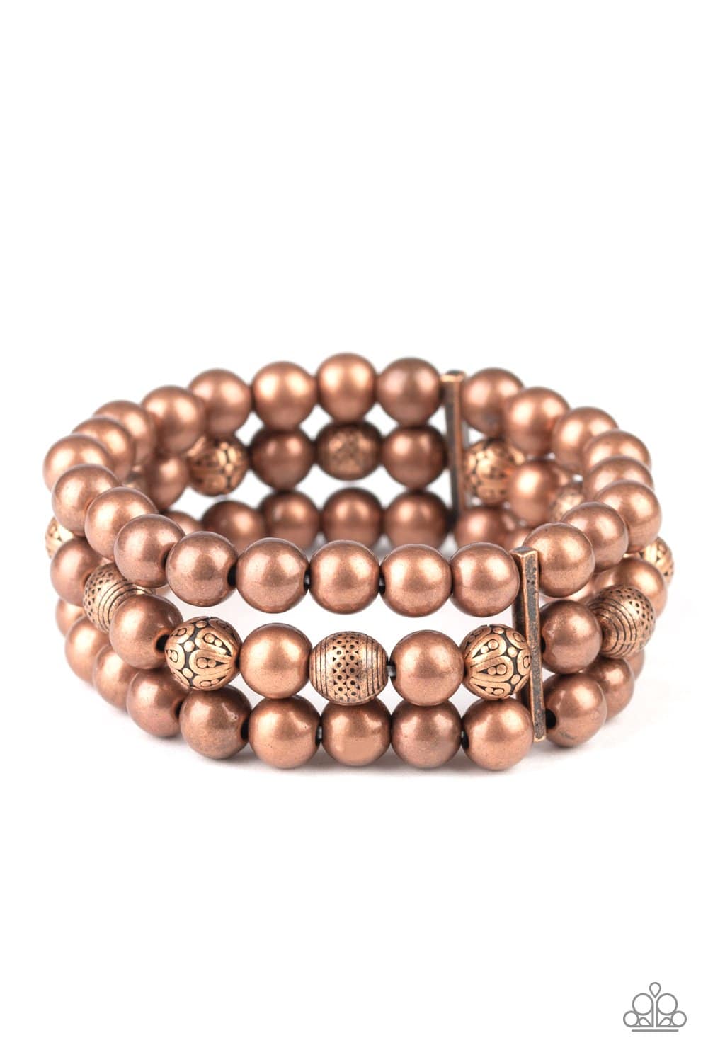 Trail Treasure - Copper Bead Stretchy Bracelet - Paparazzi Accessories - GlaMarous Titi Jewels