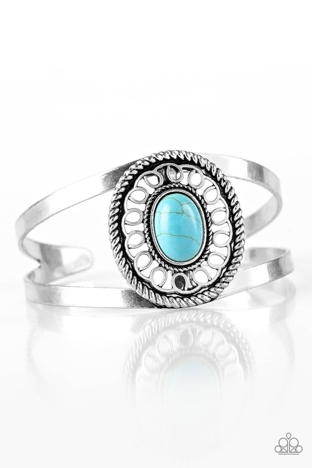 Deep In The TUMBLEWEEDS - Turquoise Blue Cuff Bracelet - Paparazzi Accessories - GlaMarous Titi Jewels