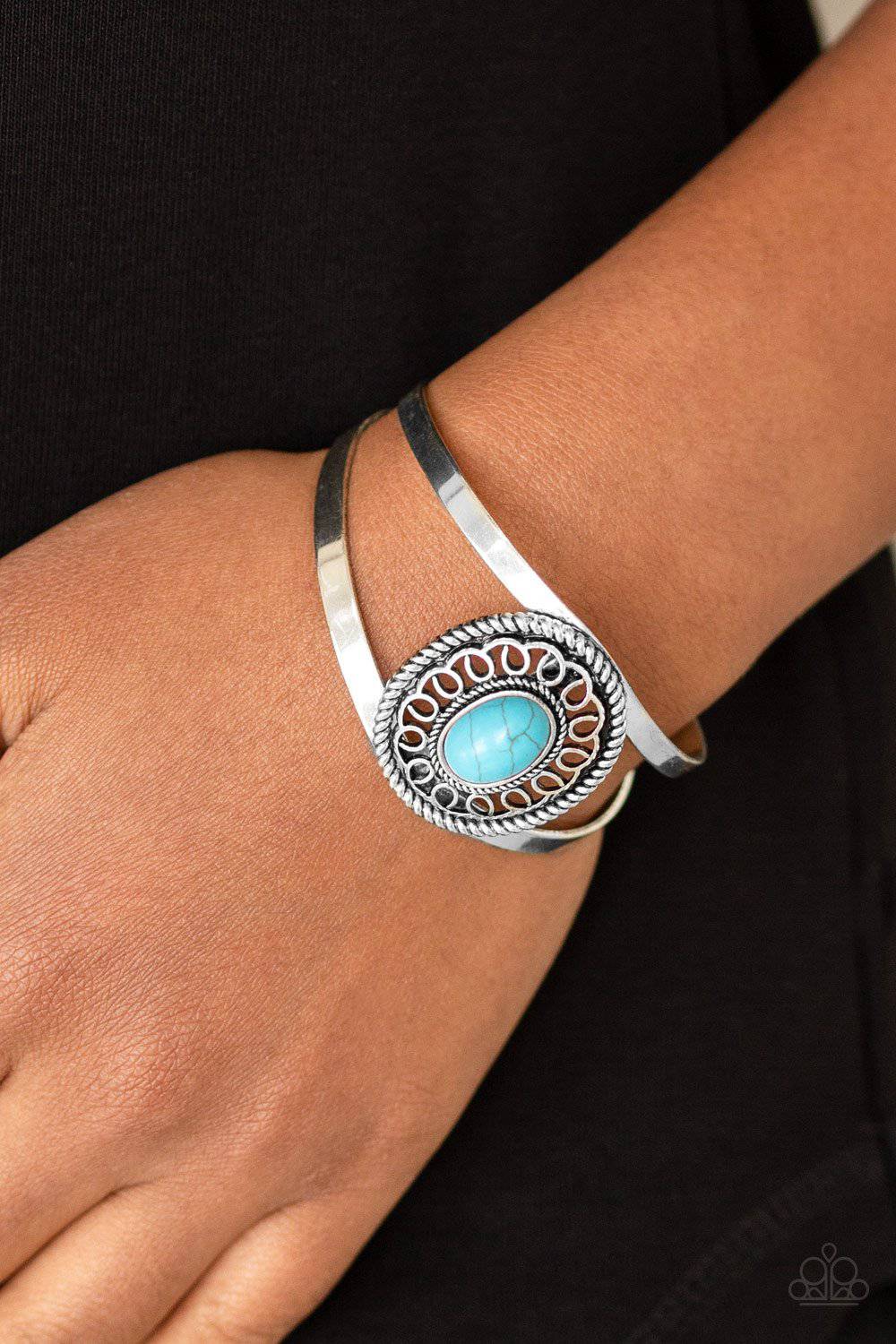 Deep In The TUMBLEWEEDS - Turquoise Blue Cuff Bracelet - Paparazzi Accessories - GlaMarous Titi Jewels