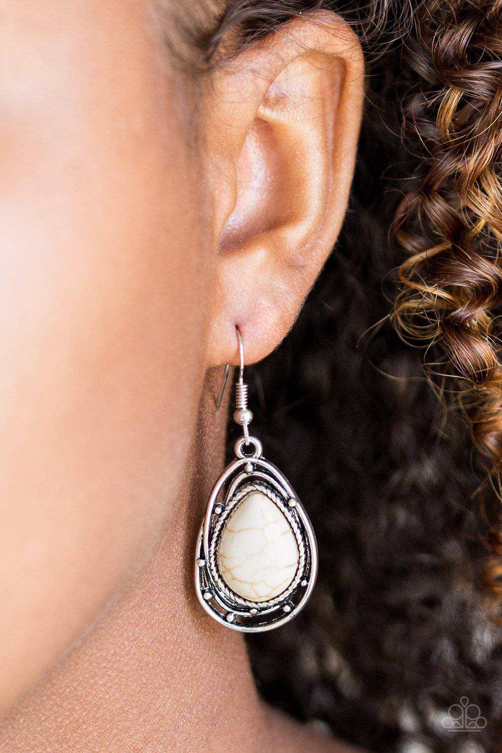 Abstract Anthropology - White Crackle Stone Earrings- Paparazzi Accessories - GlaMarous Titi Jewels