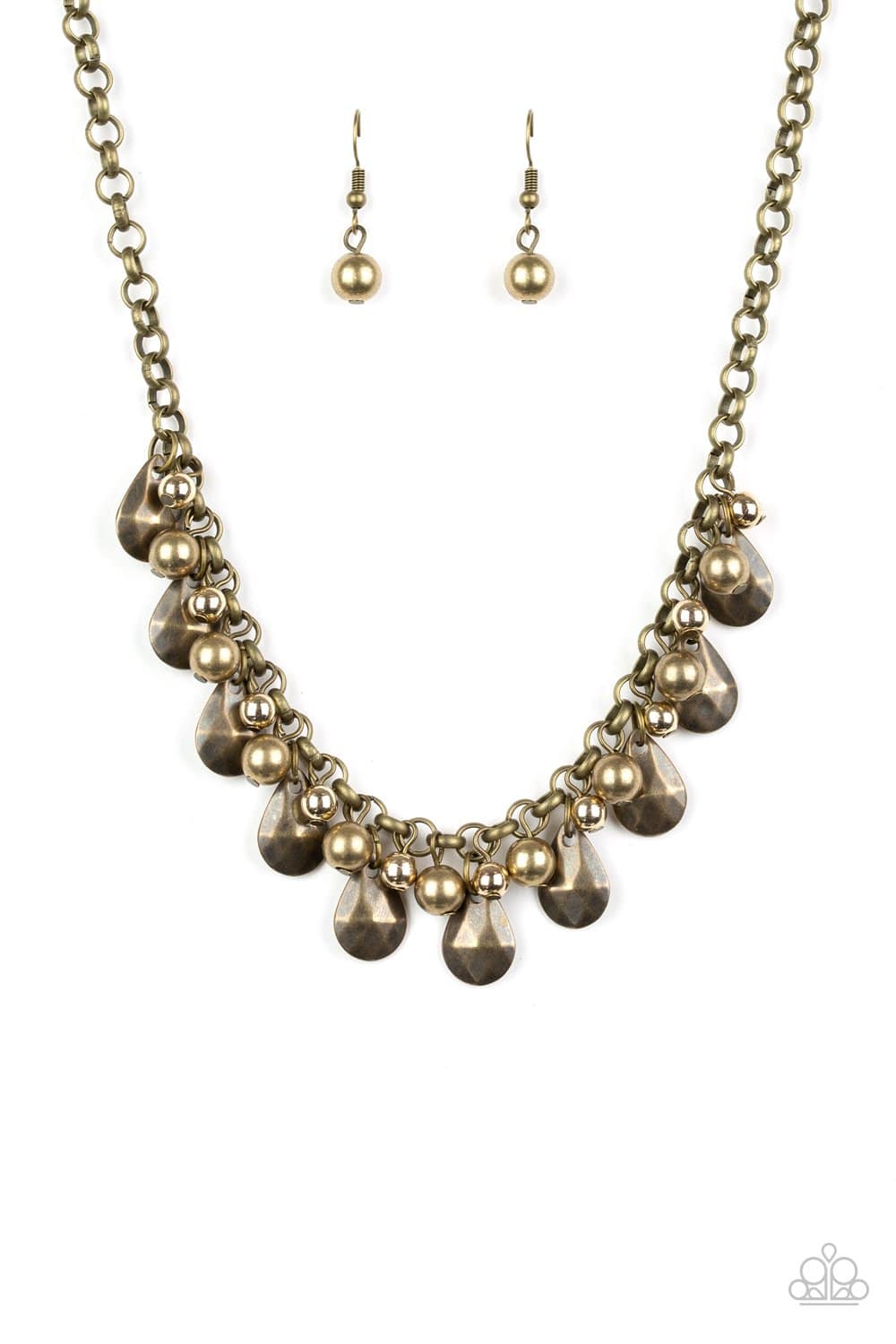 Stage Stunner - Brass Bead Necklace - Paparazzi Accessories - GlaMarous Titi Jewels