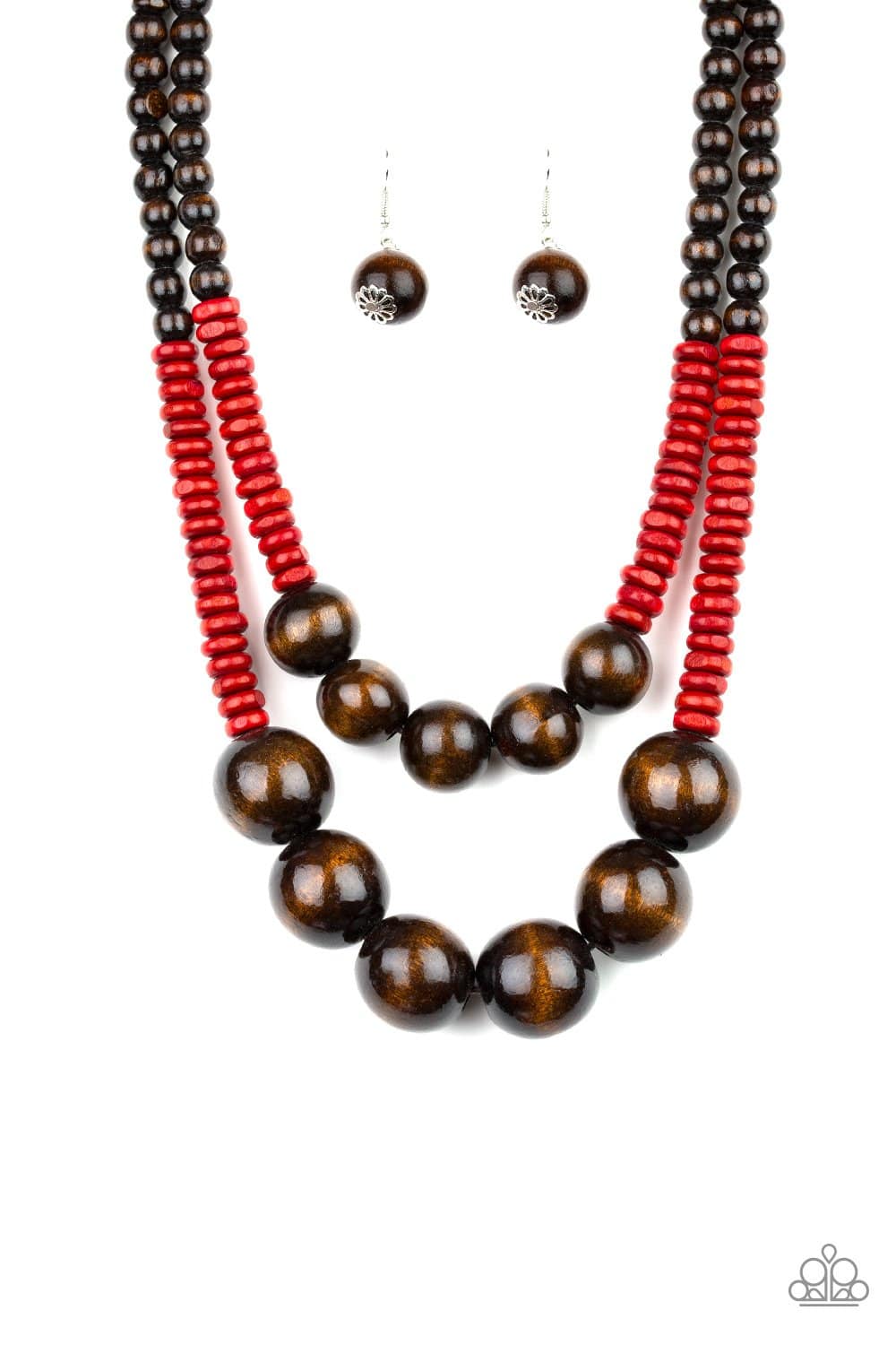 Cancun Cast Away - Red Wooden Bead Necklace - Paparazzi Accessories - GlaMarous Titi Jewels