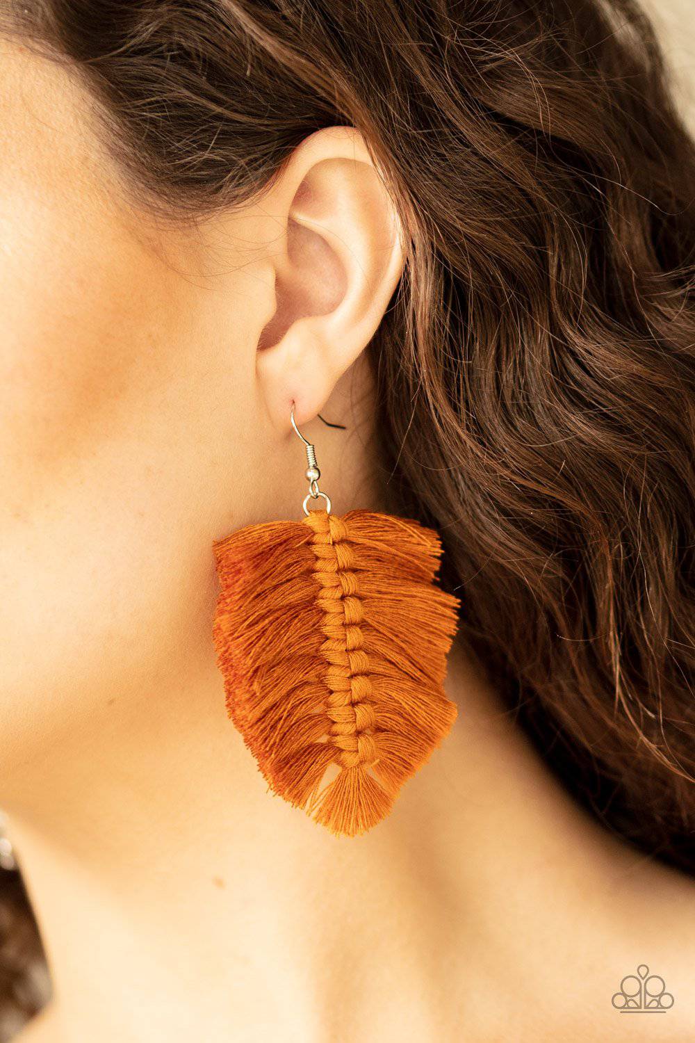 Knotted Native - Brown Macrame Earrings - Paparazzi Accessories - GlaMarous Titi Jewels