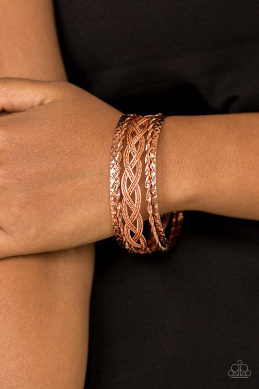 Straight Street - Copper Bangle Bracelets - Paparazzi Accessories - GlaMarous Titi Jewels