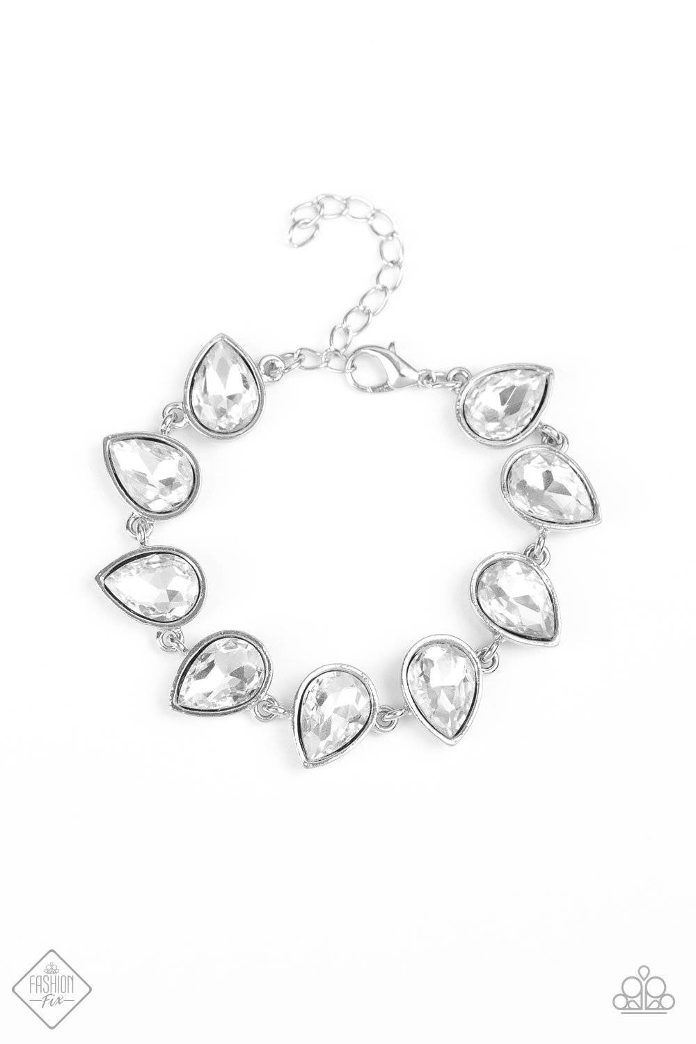 Free Rein - White Teardrop Gem Bracelet - Paparazzi Accessories - GlaMarous Titi Jewels