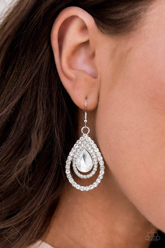 So The Story GLOWS - White Rhinestone Earrings - Paparazzi Accessories - GlaMarous Titi Jewels