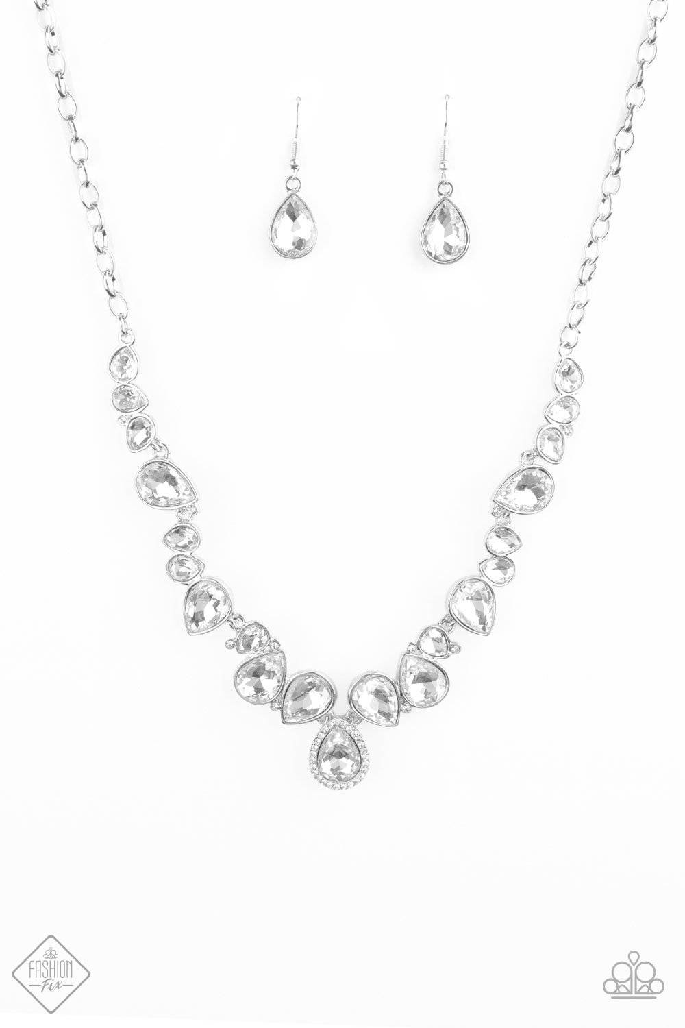 I Want It All - White Rhinestone Teardrop Necklace - Paparazzi Accessories - GlaMarous Titi Jewels