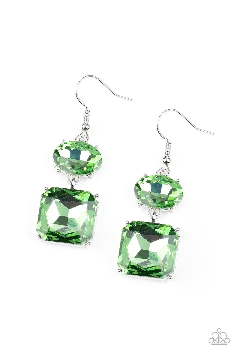 All ICE On Me - Green Earrings- Paparazzi Accessories - GlaMarous Titi Jewels