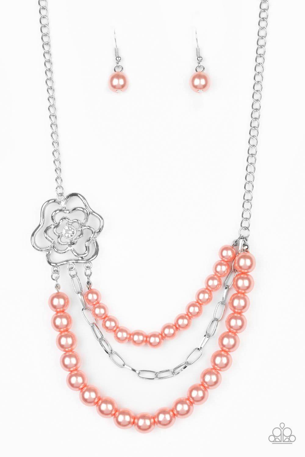 Fabulously Floral - Orange Coral Necklace- Paparazzi Accessories - GlaMarous Titi Jewels