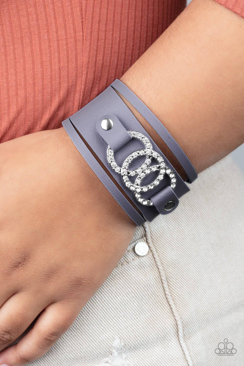 Couture Influencer - Blue Rhinestone Snap Bracelet - Paparazzi Accessories - GlaMarous Titi Jewels