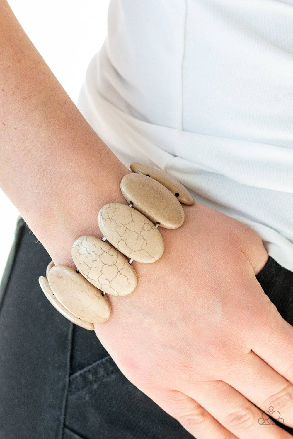 Dramatically Nomadic - Brown Stretchy Bracelet- Paparazzi Accessories - GlaMarous Titi Jewels