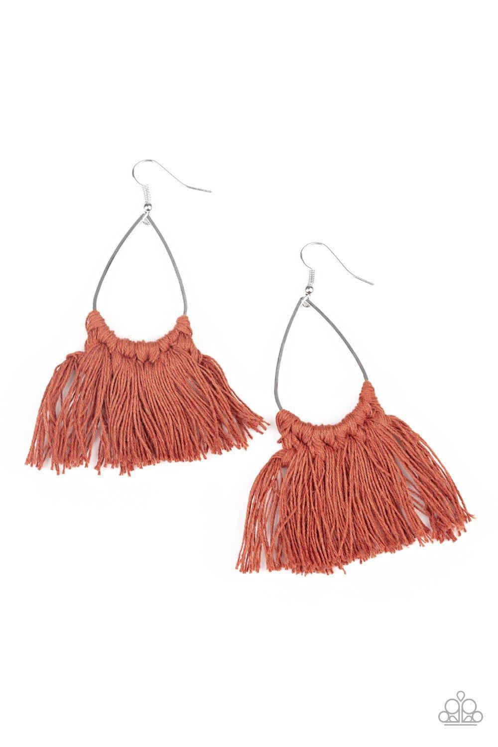 Tassel Treat - Brown Fringe Earrings- Paparazzi Accessories - GlaMarous Titi Jewels