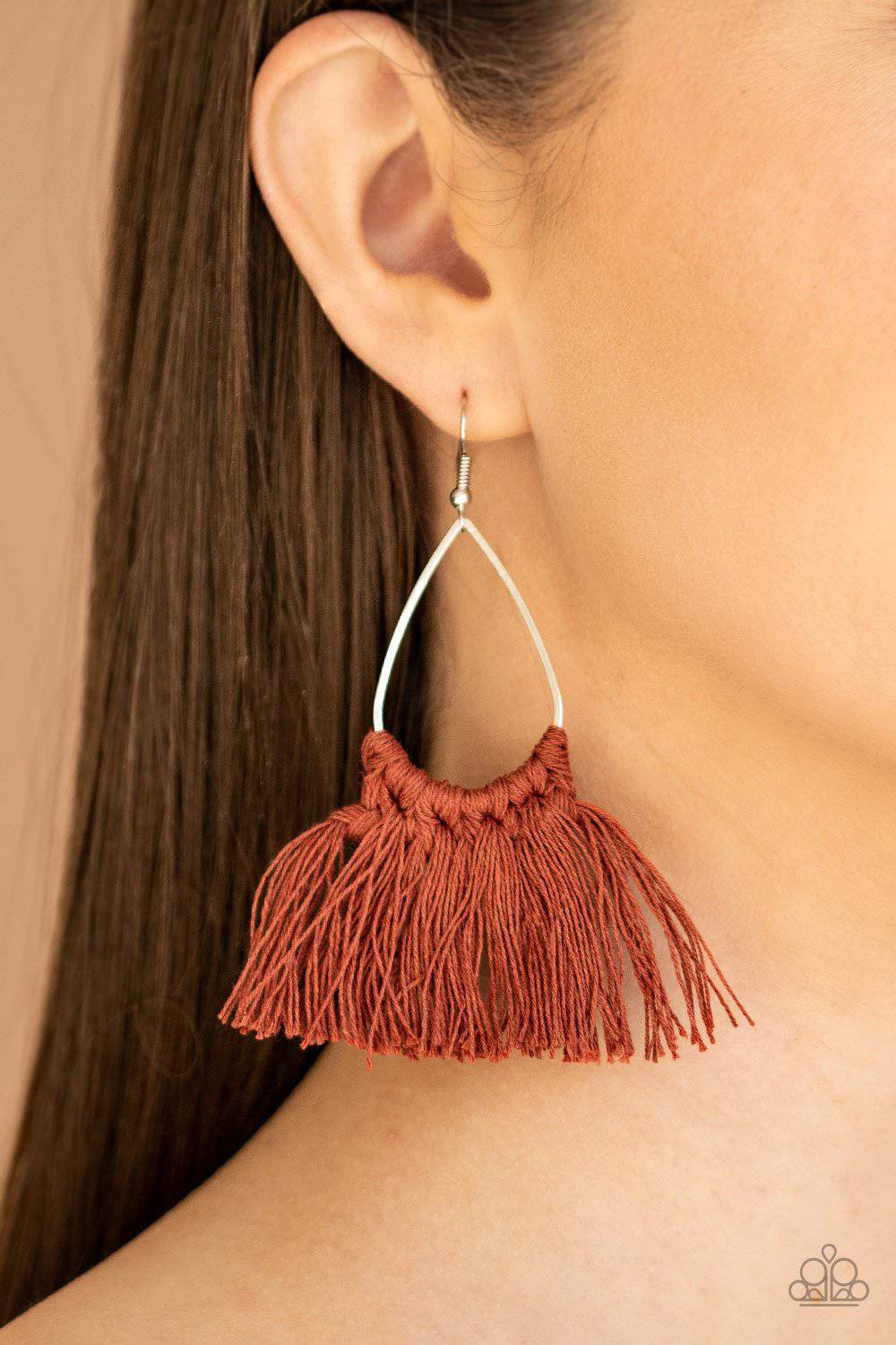 Tassel Treat - Brown Fringe Earrings- Paparazzi Accessories - GlaMarous Titi Jewels