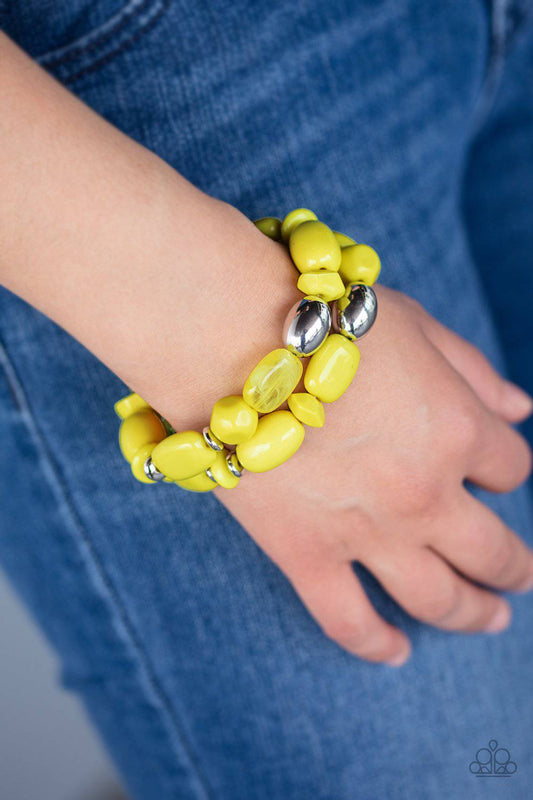 Fruity Flavor - Yellow Stretchy Bead Bracelet - Paparazzi Accessories - GlaMarous Titi Jewels