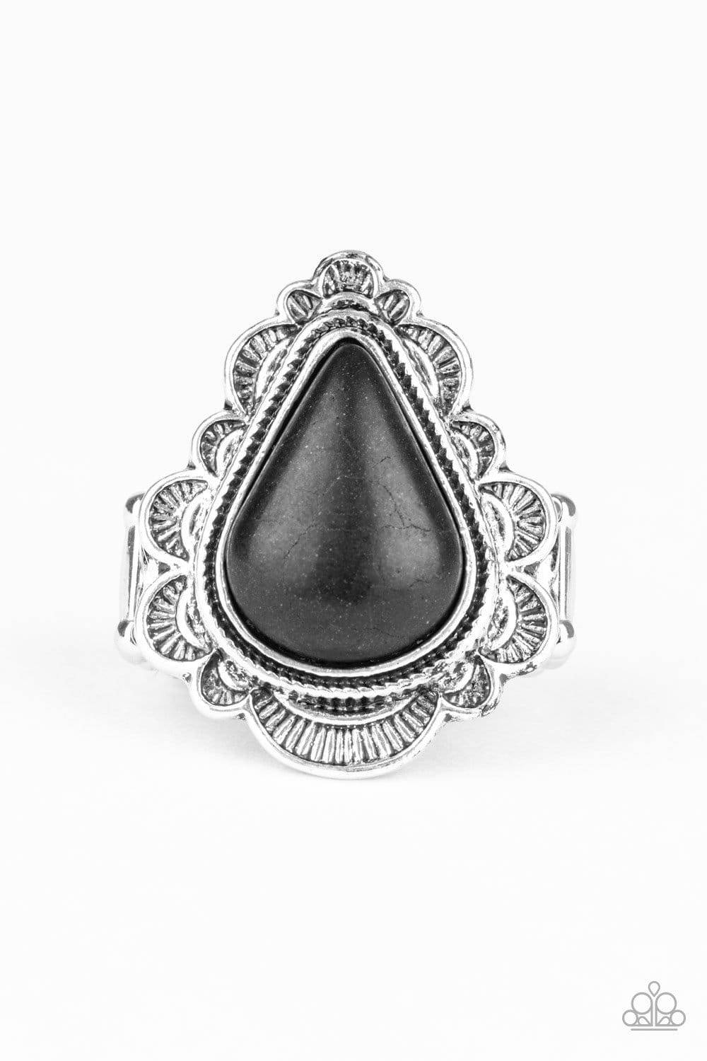 Desert Escape - Black Stone Teardrop Ring - Paparazzi Accessories - GlaMarous Titi Jewels