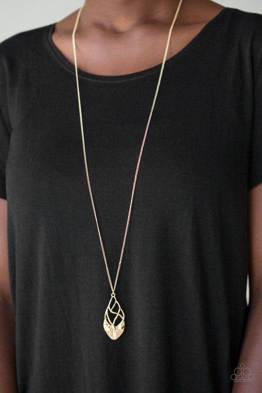 Swank Bank - Gold Hammered Plate Necklace - Paparazzi Accessories - GlaMarous Titi Jewels