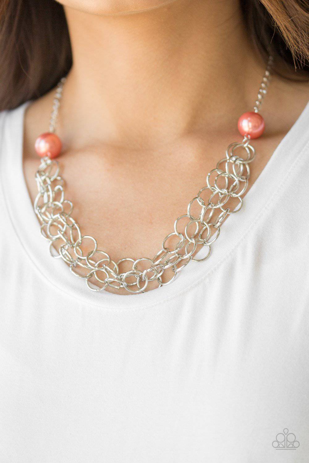 Daring Diva - Coral Orange Pearl Necklace - Paparazzi Accessories - GlaMarous Titi Jewels