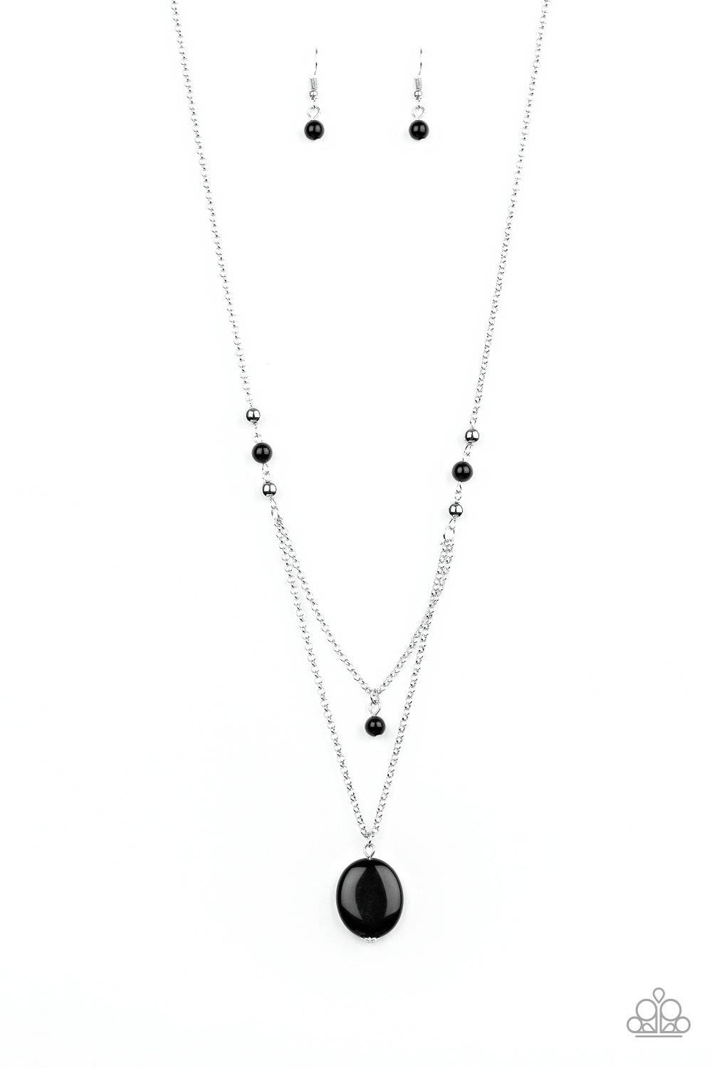 Time To Hit The ROAM - Black Glassy Bead Layered Necklace - Paparazzi Accessories - GlaMarous Titi Jewels