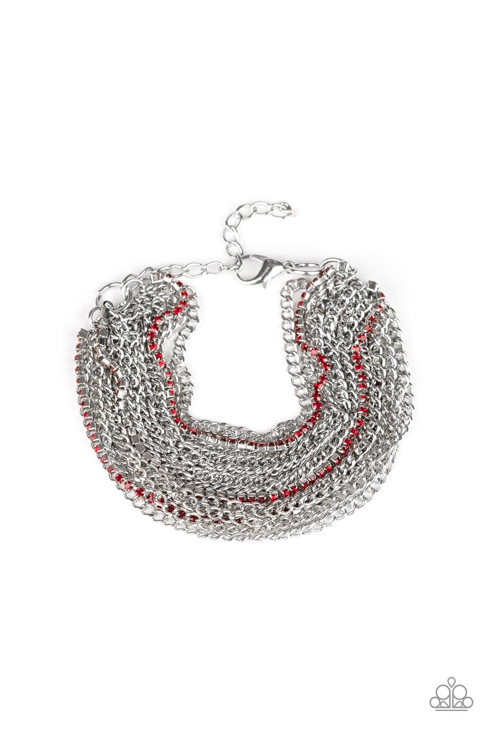 Pour Me Another - Red Rhinestone Chain Bracelet- Paparazzi Accessories - GlaMarous Titi Jewels