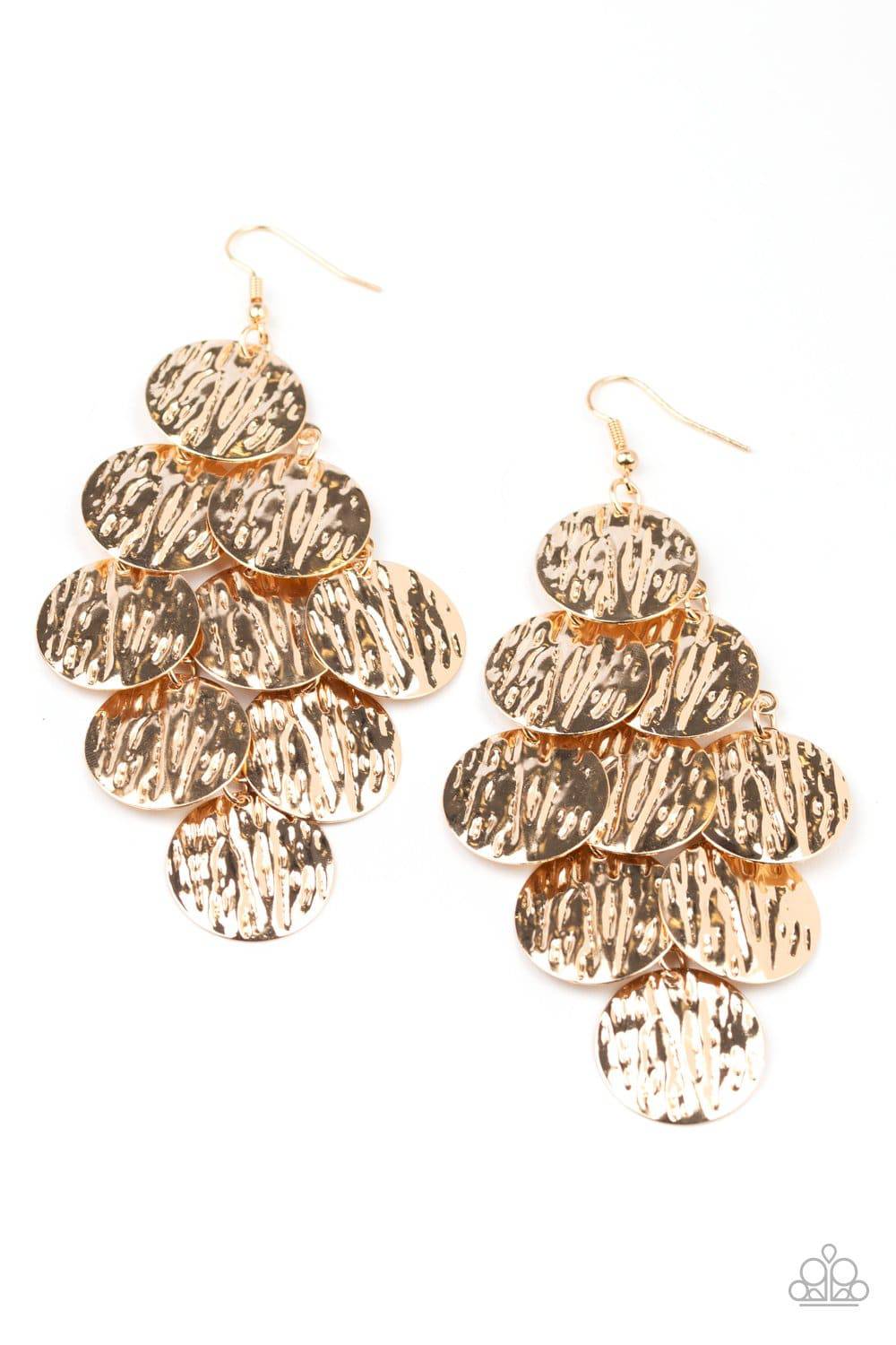 Uptown Edge - Gold Earrings- Paparazzi Accessories - GlaMarous Titi Jewels