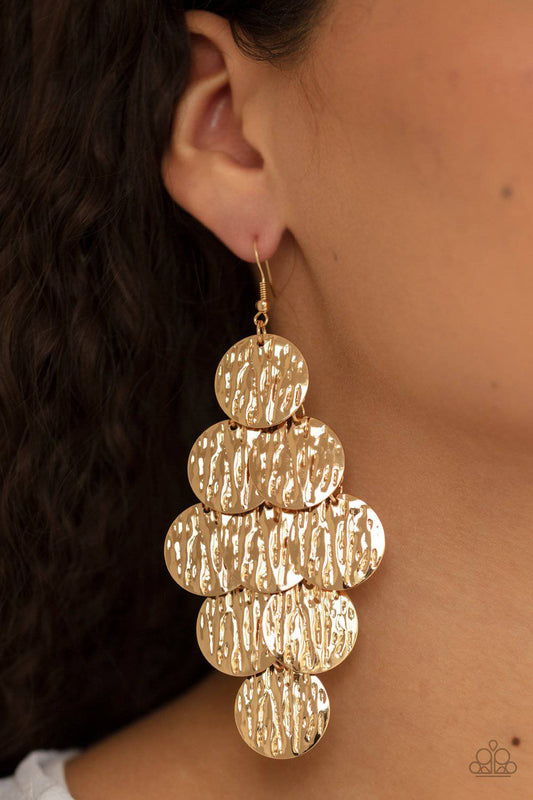 Uptown Edge - Gold Earrings- Paparazzi Accessories - GlaMarous Titi Jewels