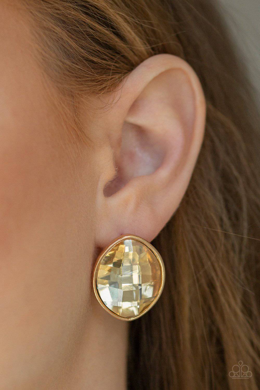 Movie Star Sparkle - Gold Marquise Shaped Earrings - Paparazzi Earrings - GlaMarous Titi Jewels