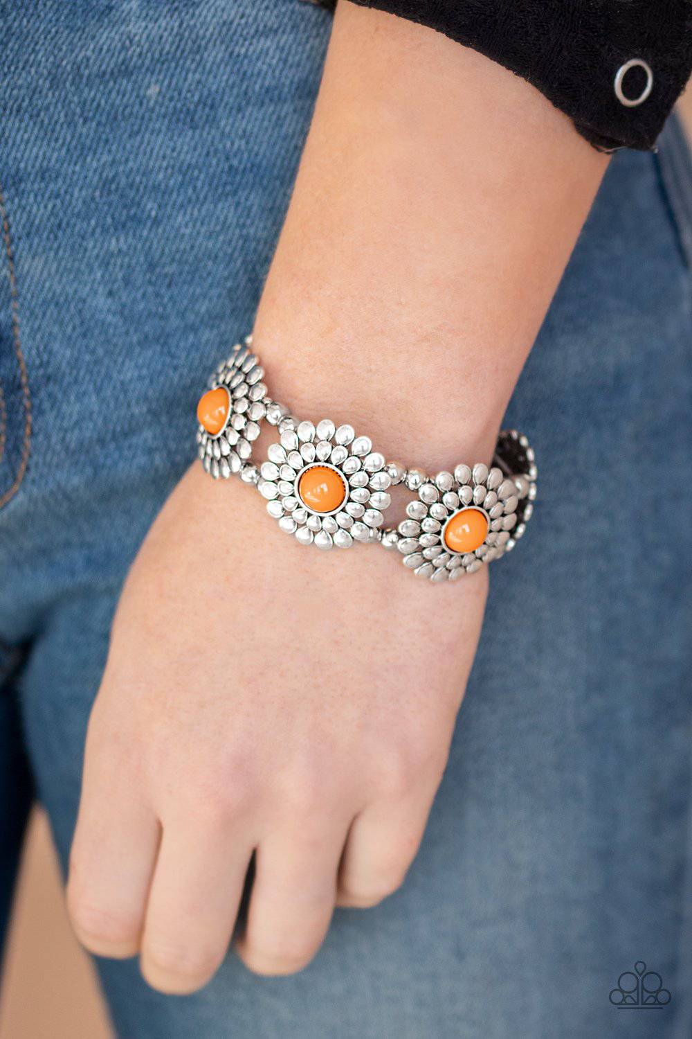 Bountiful Blossoms - Saffron Orange Beaded Stretchy Bracelet - Paparazzi Accessories - GlaMarous Titi Jewels