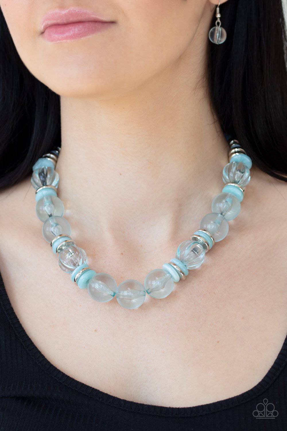 Bubbly Beauty - Blue Glassy Bead Necklace - Paparazzi Accessories - GlaMarous Titi Jewels