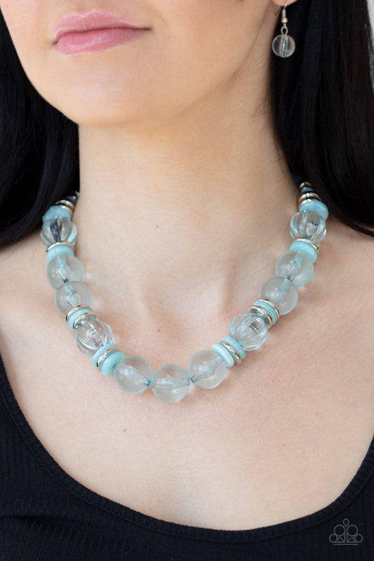 Bubbly Beauty - Blue Glassy Bead Necklace - Paparazzi Accessories - GlaMarous Titi Jewels
