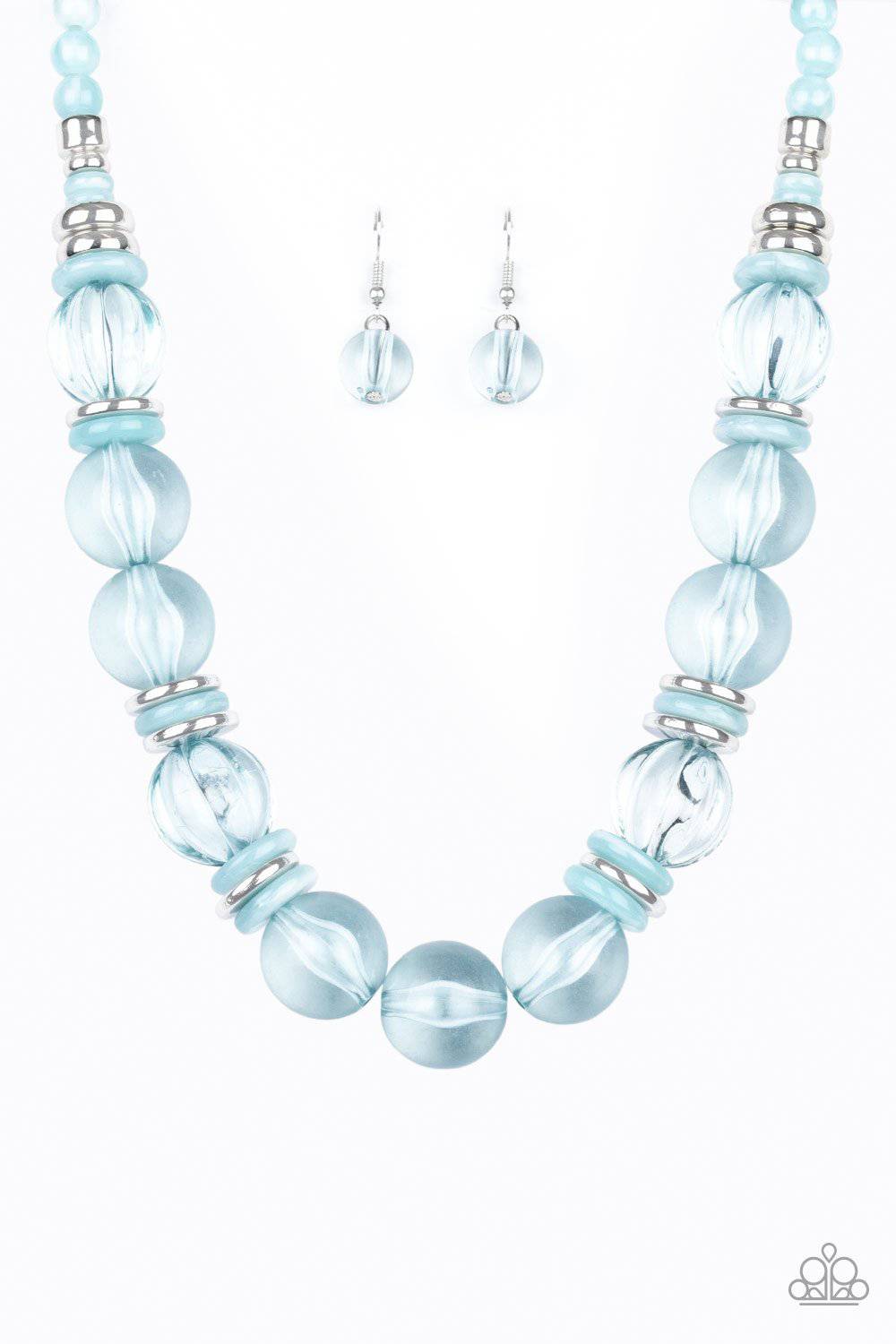Bubbly Beauty - Blue Glassy Bead Necklace - Paparazzi Accessories - GlaMarous Titi Jewels
