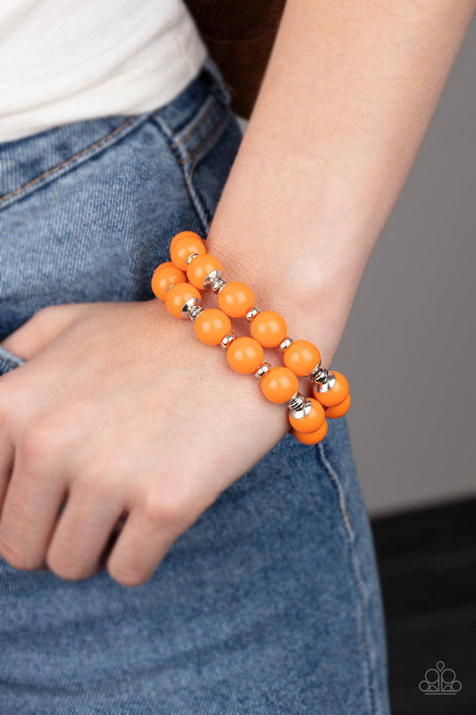 Bubble Blast Off - Saffron Stretchy Bead Bracelet - Paparazzi Accessories - GlaMarous Titi Jewels