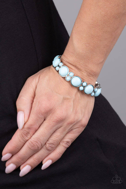 Bubbly Belle - Blue Bead Stretchy Bracelet - Paparazzi Accessories - GlaMarous Titi Jewels