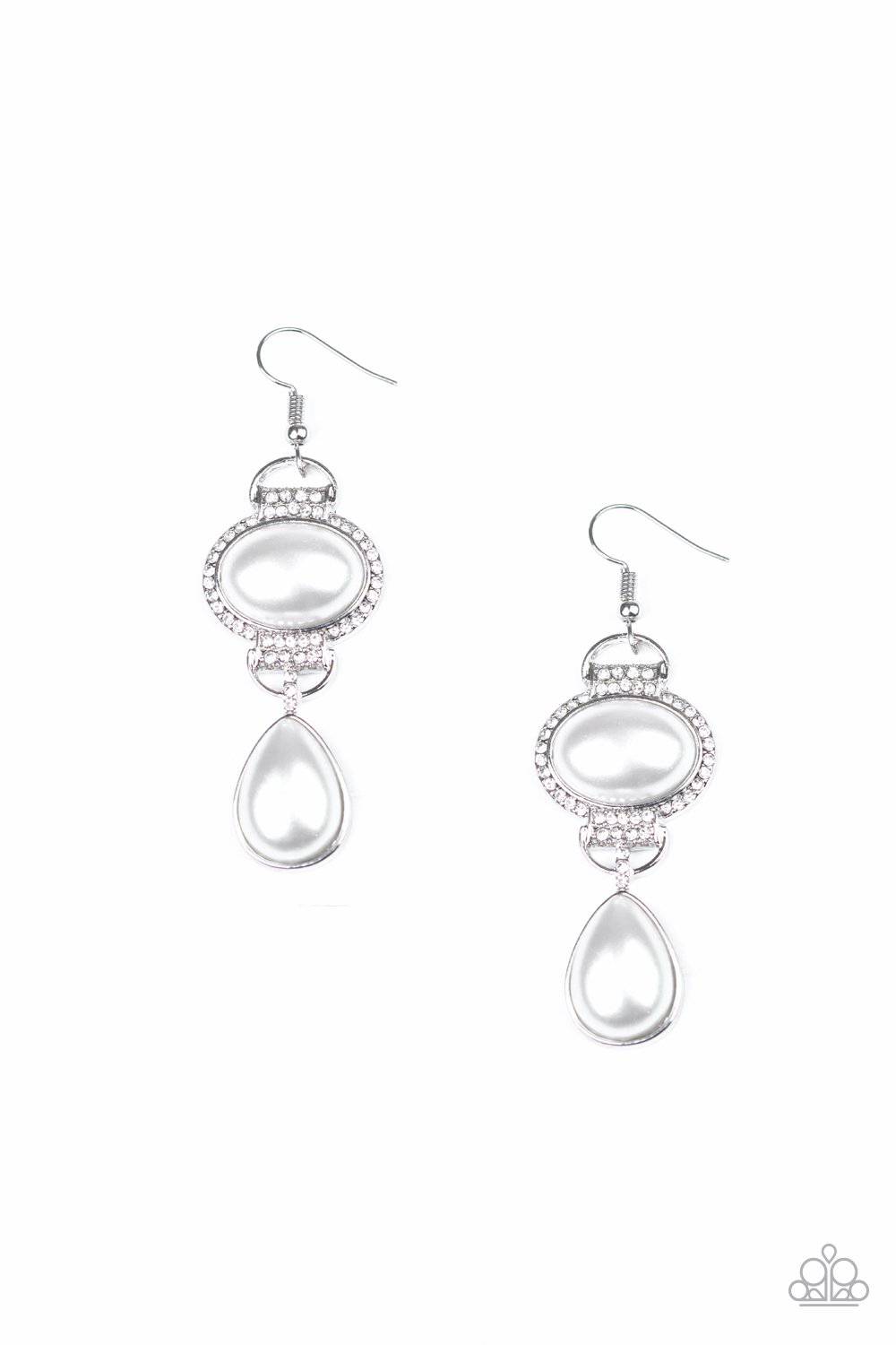 Icy Shimmer - White Pearly Earrings- Paparazzi Accessories - GlaMarous Titi Jewels