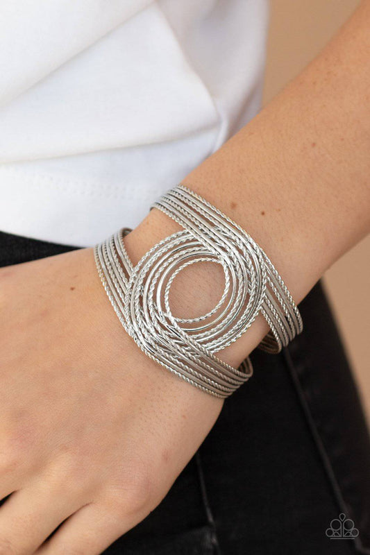 Rustic Coils - Silver Rope-Like Cuff Bracelet - Paparazzi Accessories - GlaMarous Titi Jewels