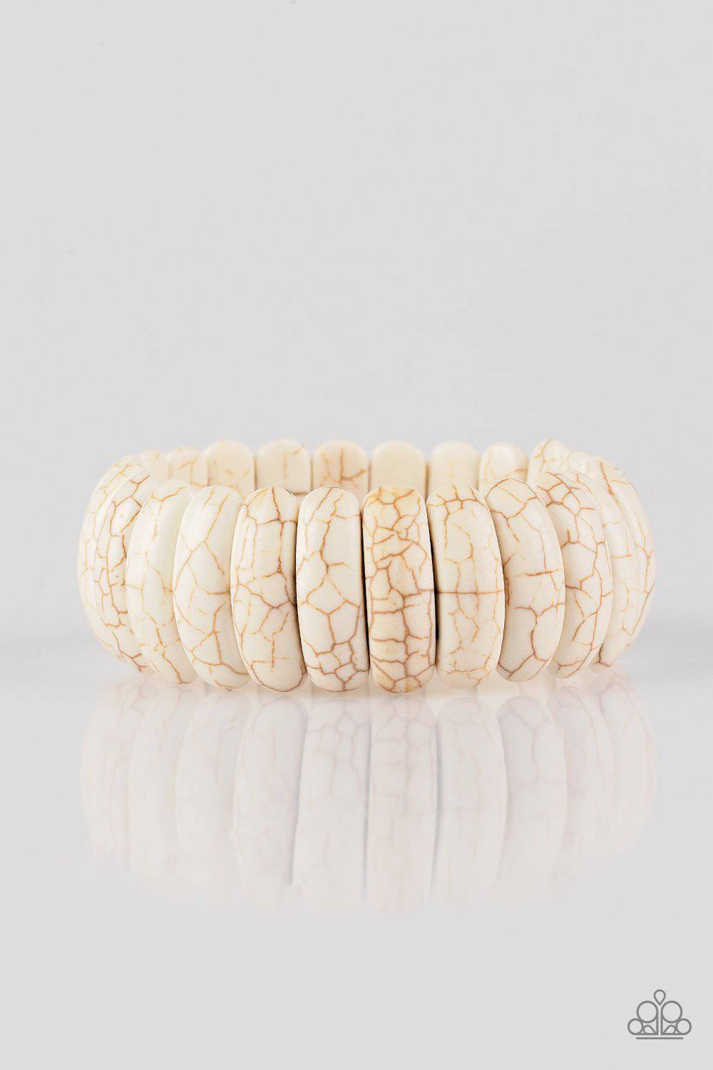 Peacefully Primal - White Stretchy Stone Bracelet- Paparazzi Accessories - GlaMarous Titi Jewels