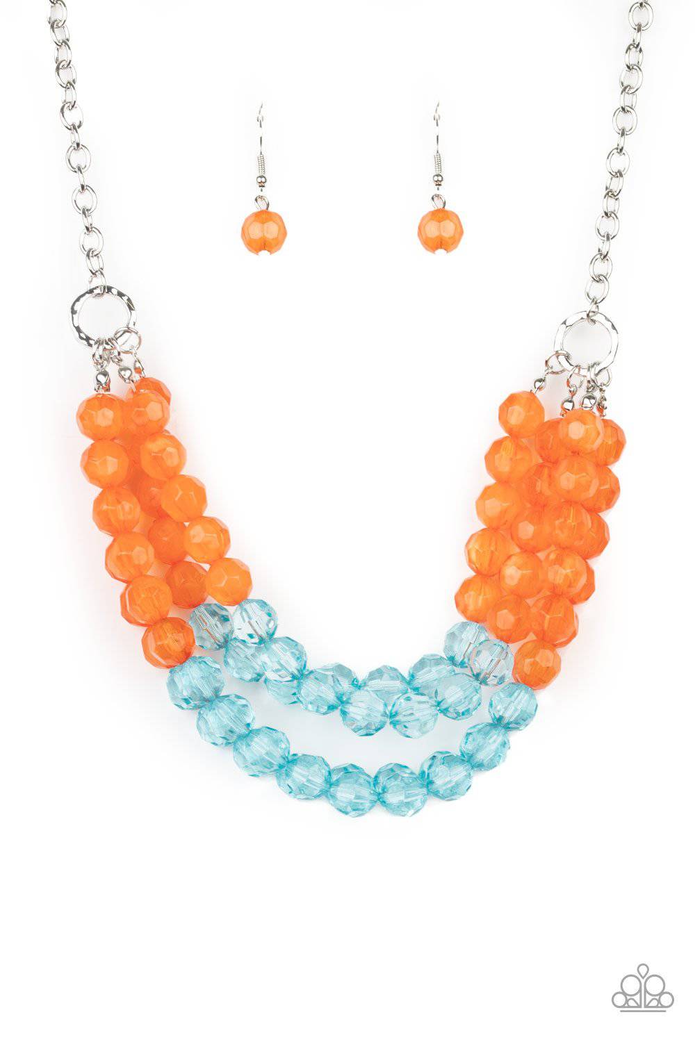 Summer Ice - Orange & Blue Crystal-like Bead Necklace - Paparazzi Accessories - GlaMarous Titi Jewels