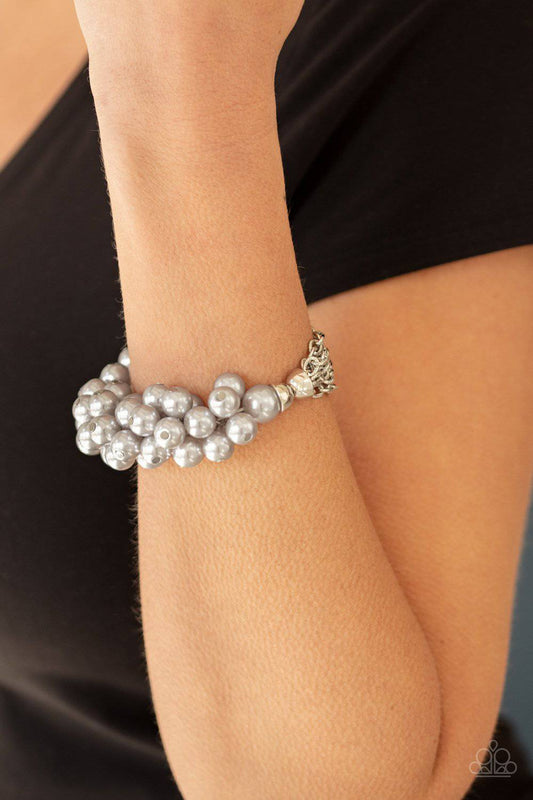 Up Class Clash - Silver Stretchy Pearl Bracelet - Paparazzi Accessories - GlaMarous Titi Jewels