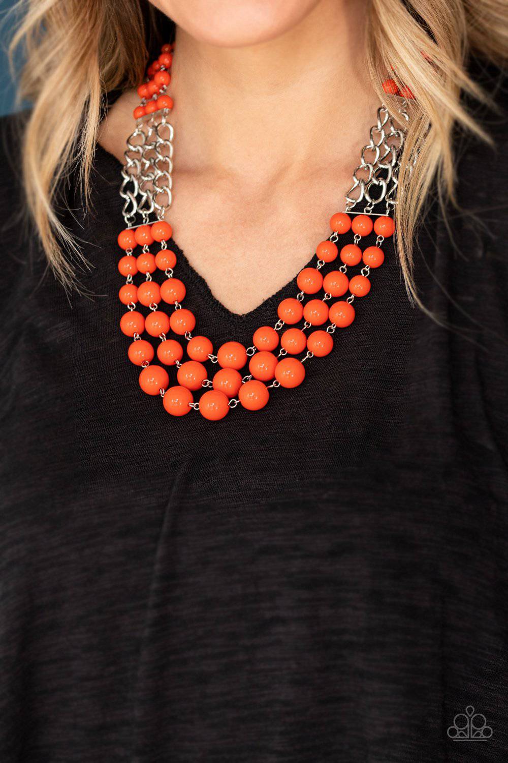 A La Vogue - Orange Bubbly Bead Necklace - Paparazzi Accessories - GlaMarous Titi Jewels